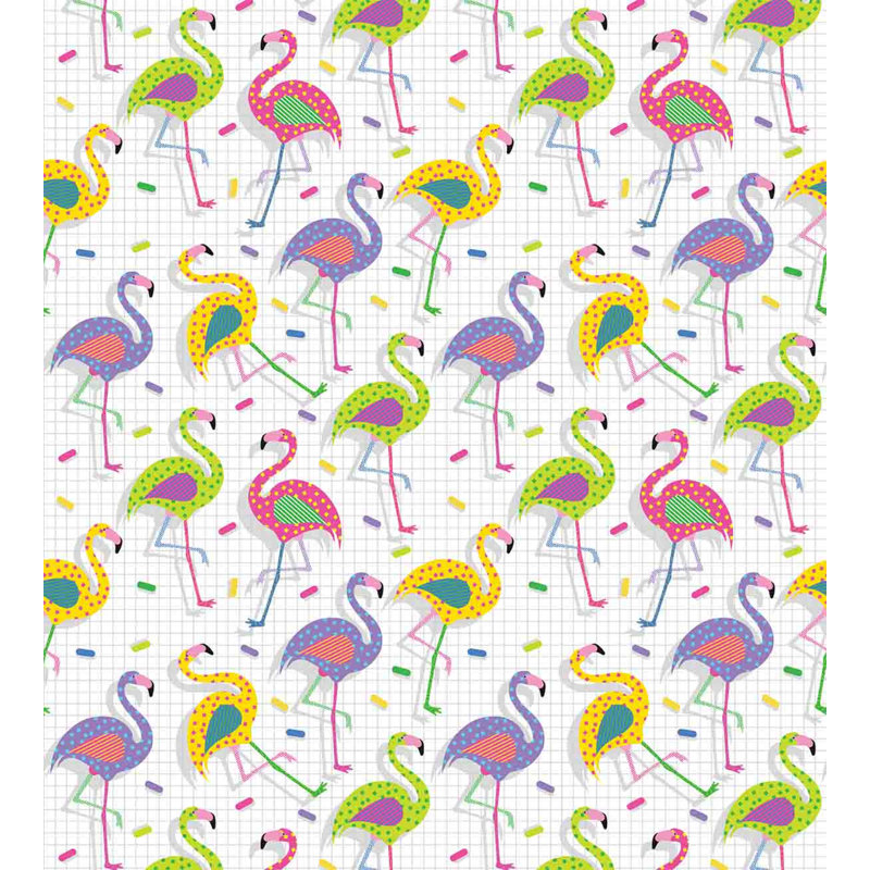 Colorful Retro Flamingo King Duvet Cover Set with Pillow Shams