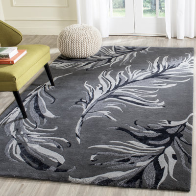 Mitton Handmade Tufted Wool Grey Area Rug