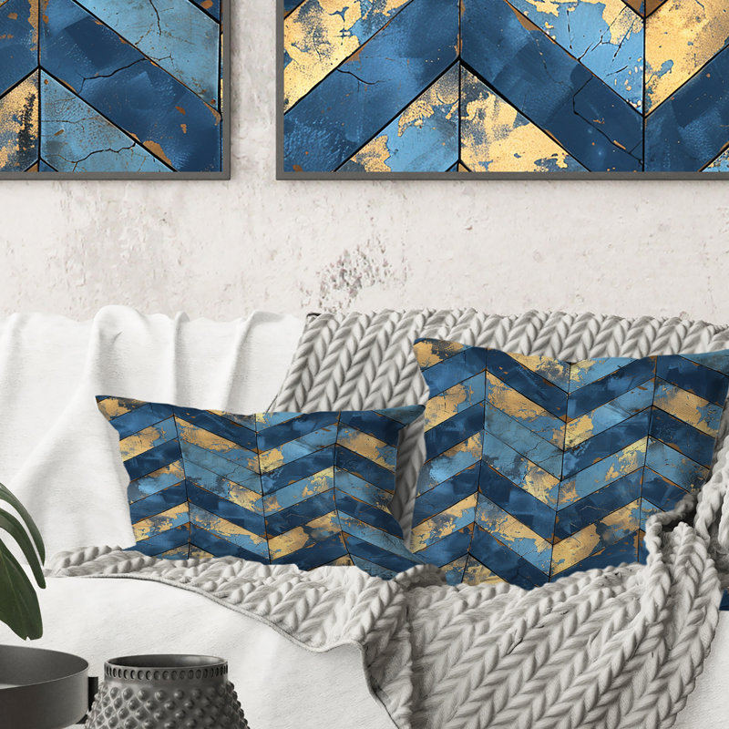 Coussin Chevron Waves II - Glam, H 16 po x l 16 po
