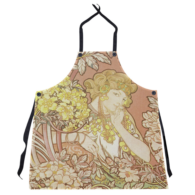 Alphonse mucha femme entre les fleurs, Orange