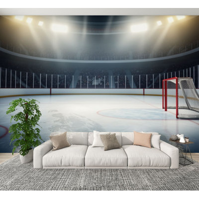 Peel and Stick Wallpaper Hockey Sports Stadium Wall Murals 100"H x 144"W Removable PVC Wall Paper Self-Adhesive Wall Decor for Bedroom Living Room Home Office