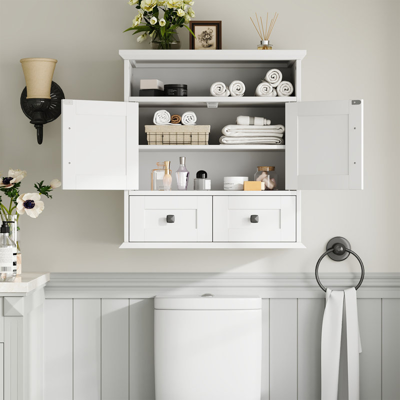 Farmhouse 23.6" W Bathroom Cabinet with Drawer, White, 1
