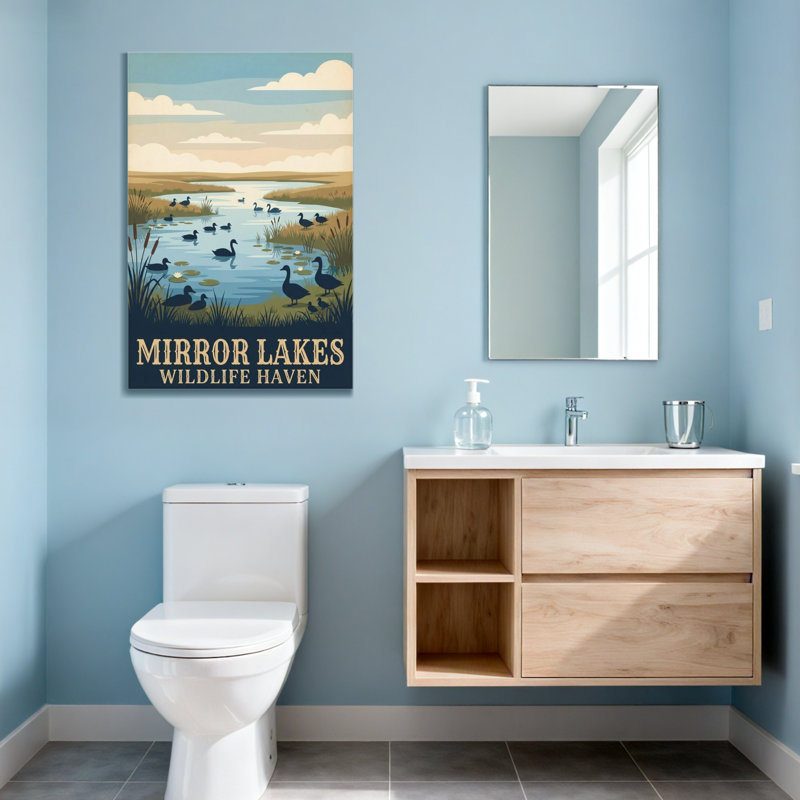 «Landscape & Nature Mirror Lakes Wildlife Haven», reproduction de paysage, H 48 po x l 32 po