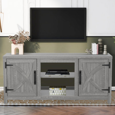 58" Tv Stand For Tvs Up To 65 Inch, Media Entertainment Center With Storage Cabinets, White Modern Tv Cabinet For Living Room