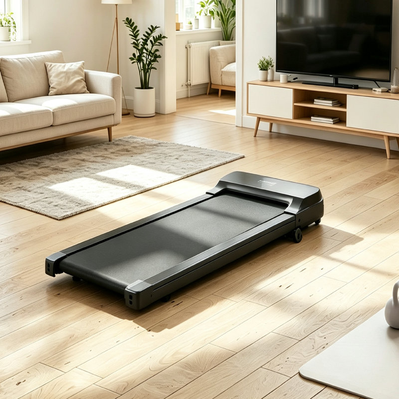 Portable Under Desk Walking Pad Quiet Slim Treadmill with LED Display 1-8km/h Speed Range 110kg Max Load