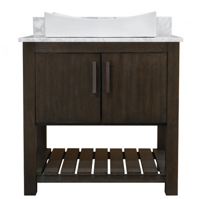 Meuble-lavabo de 30 po avec comptoir en quartz et lavabo, quincaillerie chromée et miroir