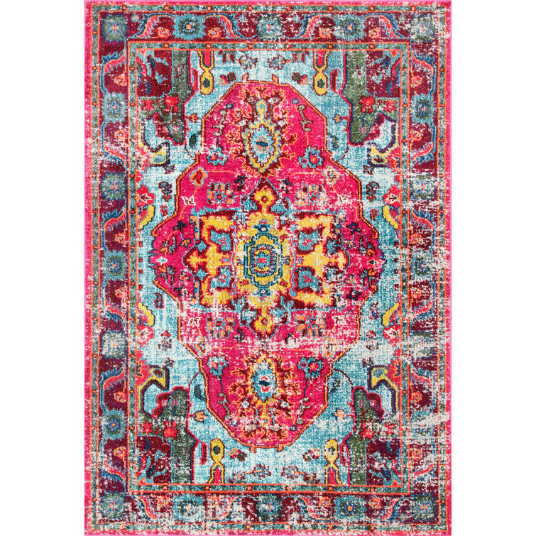 Juliemarie Vintage Bohemian Power Loom Performance Pink Rug