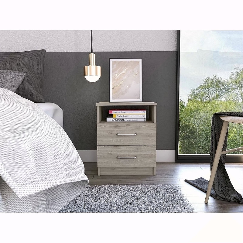 2-Drawer 1-Shelf Rectangle Nightstand