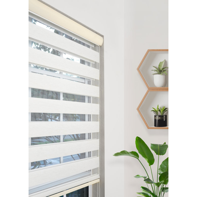 Store à enroulement diaphane sur mesure Ahyaan, 89"W x 78"L, Crème