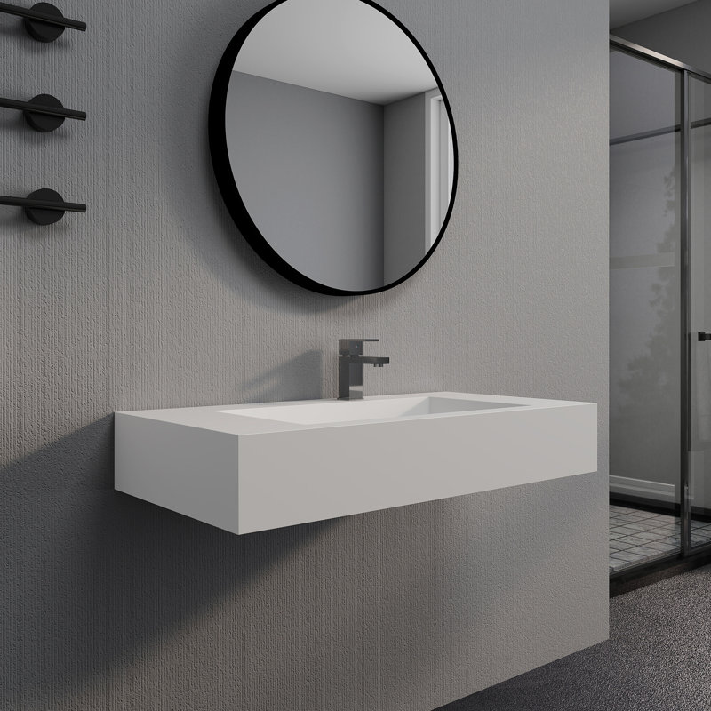 Comptoir de meuble-lavabo mural en résine 36 po avec lavabo intégré 36 po