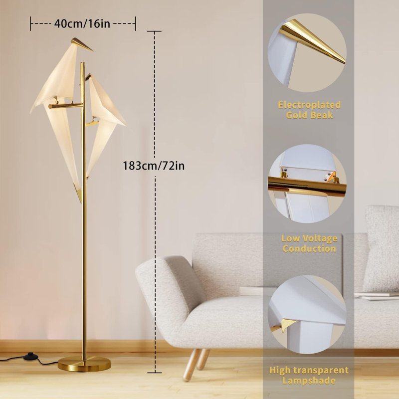 Lampe sur pied à DEL 72 "moderne, luminaire en métal doré pour salon