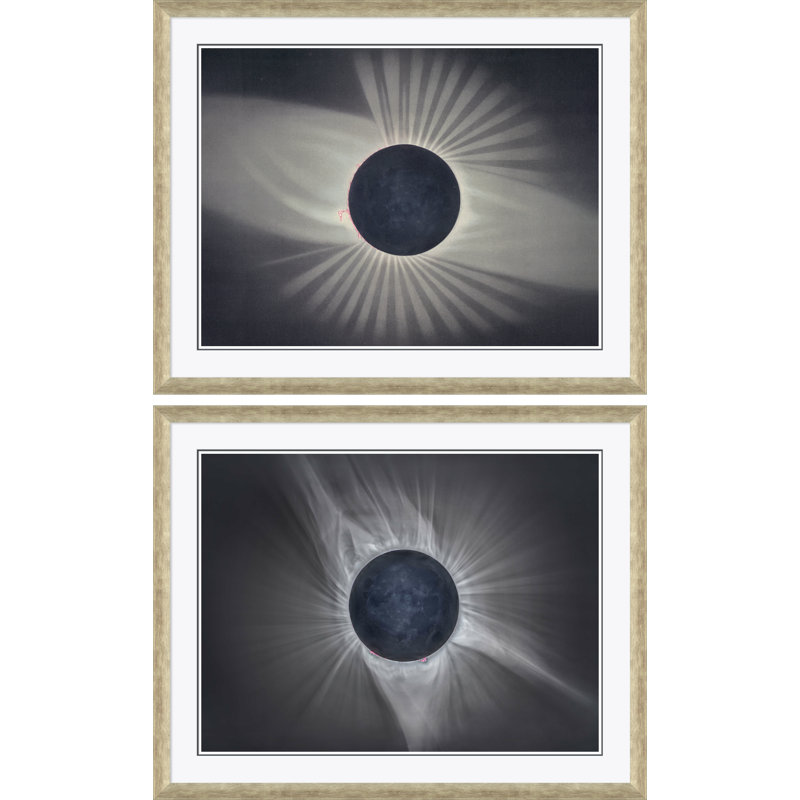 Luna & Total Eclipse par David Phoenix - Ensemble de 2 photos sur papier encadrées