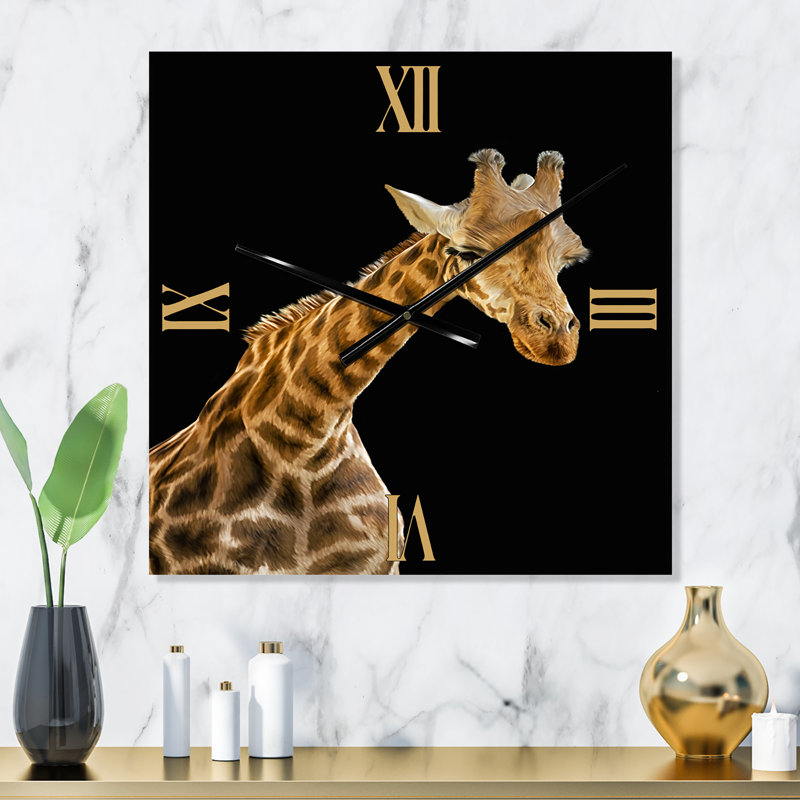 Portrait d'une girafe VI - Horloge murale de ferme, Moyen