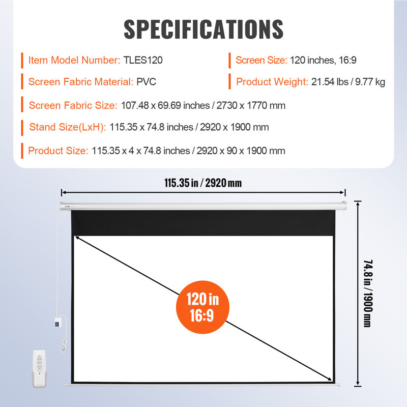 VEVOR Electric Projector Screen Projector Screen