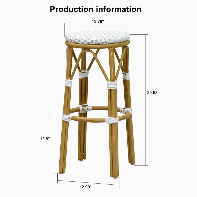 Patio Round Counter & Bar Height Stools Set Of 2 Outdoor Backless Barstools Woven Rattan Bar Chair For Indoor Kitchen Island Bistros Cafe Restaurant