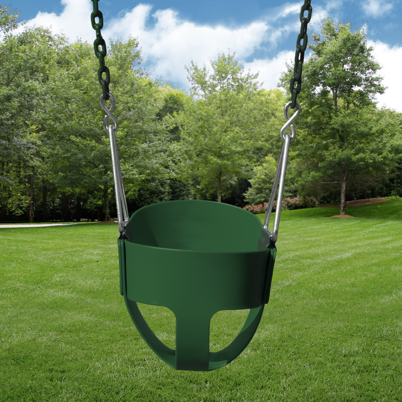 Plastic Bucket Swing with Chains, Green