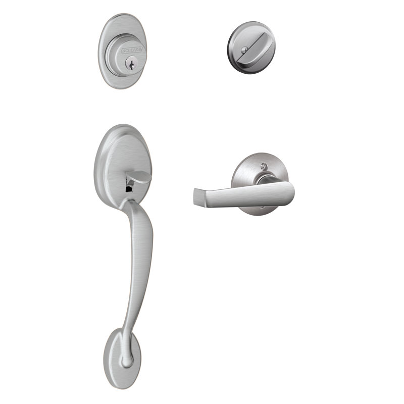 Plymouth Handleset with Deadbolt and Door Lever and Rosette