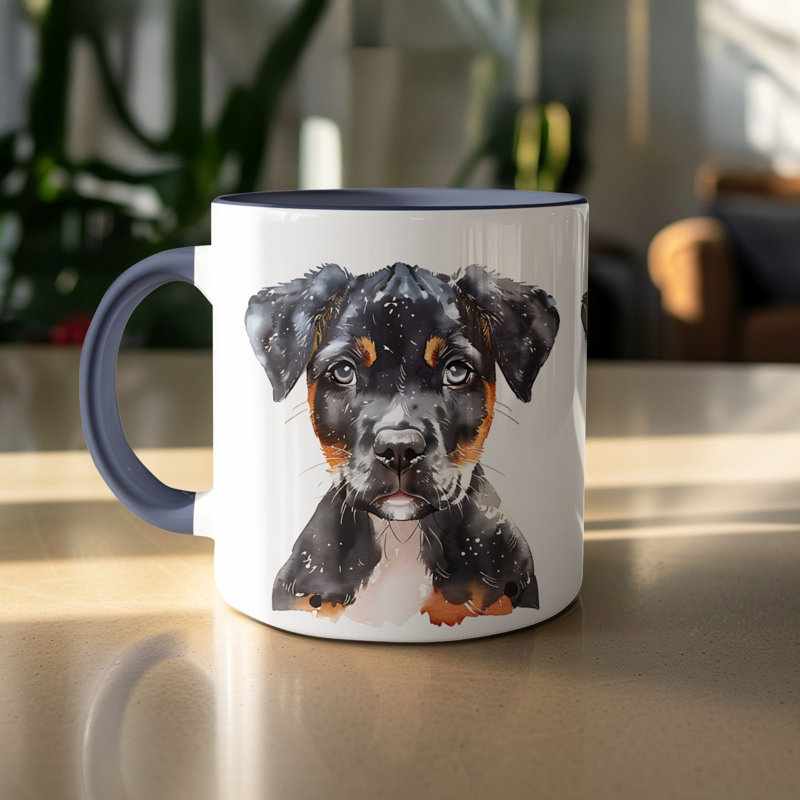 Three Watercolor Spaniel Dogs Design 11oz Coffee Mug, 4