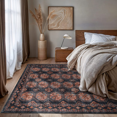 Transitional Moroccan Washable Non Slip Area Rug