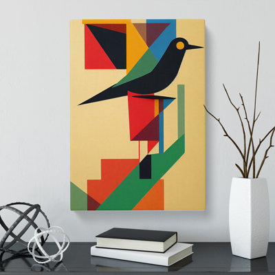 Magpie Bird Suprematism - Wrapped Canvas