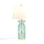 Lampe de table en verre texturé bleu voir ci-dessous