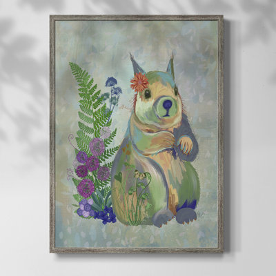 Fantastic Florals Squirrel Framed Print - Solid Wood