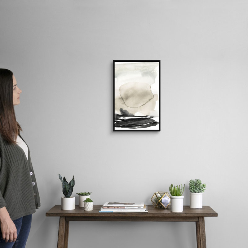«Ebony Horizon Triptych II» par Jennifer Goldberger - reproduction d'art, Toile avec cadre noir