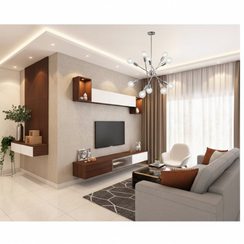 Un lustre moderne dans une finition chromée avec 10 lumières et un design spoutnik, avec des bras réglables pour un arrangement d'éclairage personnalisable.