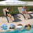 Outdoor Chaise Lounge Set of 3, Reclining Patio Chairs with Side Table, Poolside Tanning Chairs with Armrests and Headrest, All-Weather Outdoor Furniture for Backyard, Deck, Khaki-2086575675