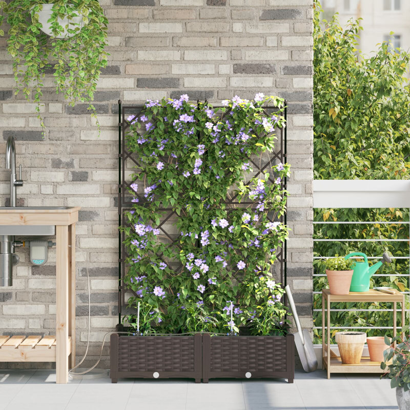 Garden Planter Plastic Resin Planters, 126cm H x80cm W x 40cm D, Brown