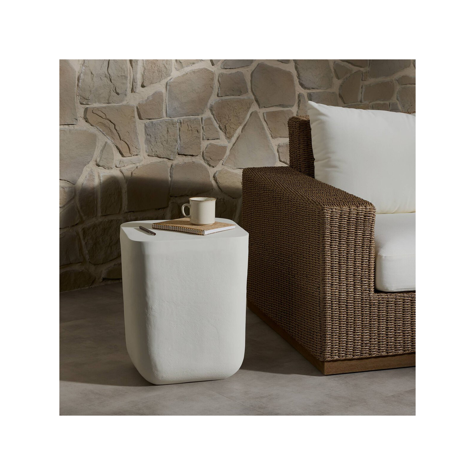 Abramson 14.5'' Aluminum Outdoor Side Table, Matte White