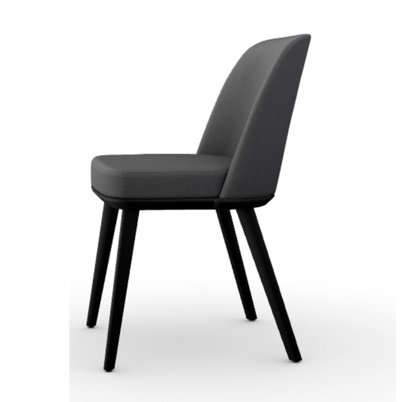 Foyer Upholstered Dining Chair with Wooden Base, Anouk Sand, Matt Black