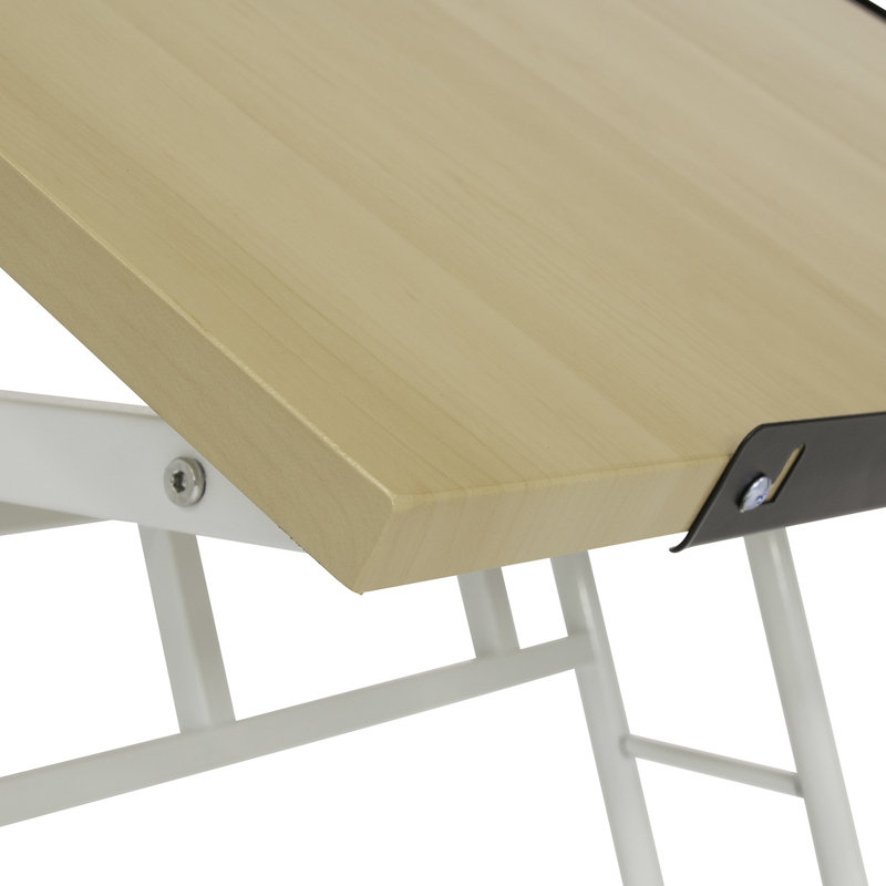 Adjustable Maple and White Drawing Table with Stool