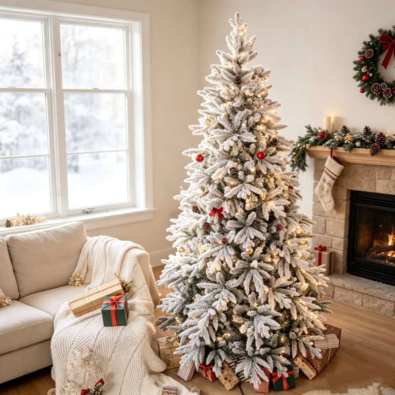 Arbre de Noël artificiel enneigé festif avec embouts de neige et arbre de Noël articulé