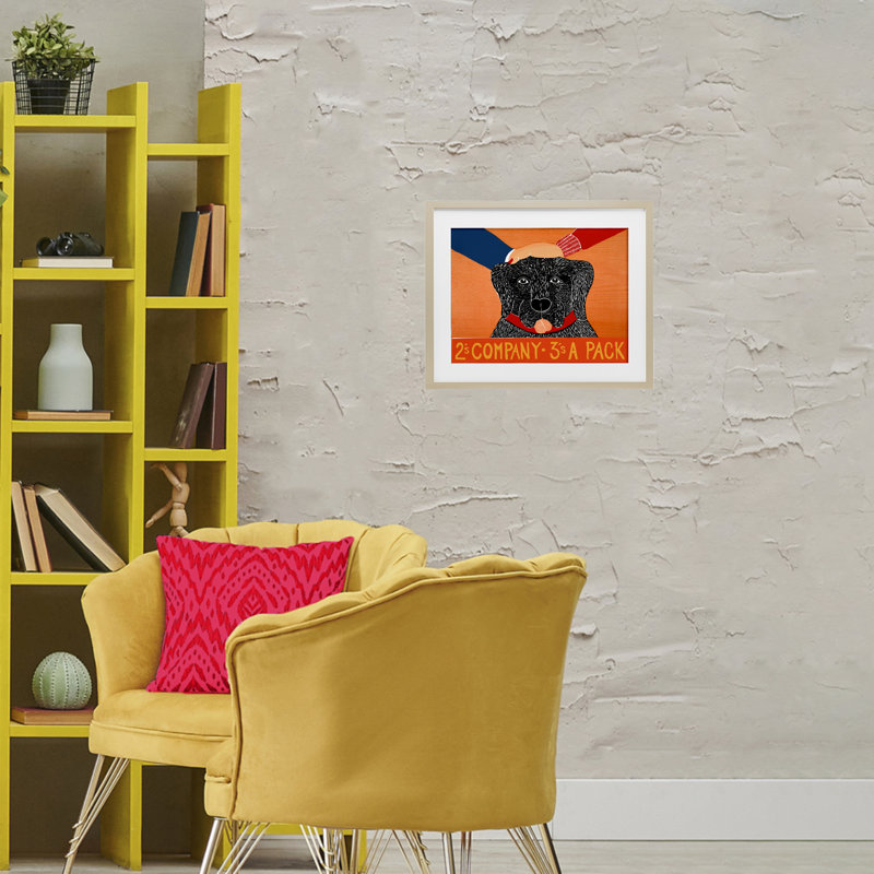 «2's Company Dog», reproduction encadrée sous verre, conception par Stephen Huneck, H 17 po x l 21 po