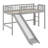 Low Loft Bed With Ladder And Slide-895268024
