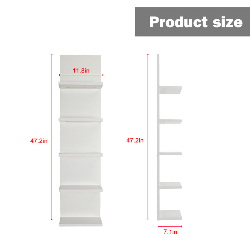 Deangelos 5-Tier Floating Shelf with Bulit-in LED Lights, White