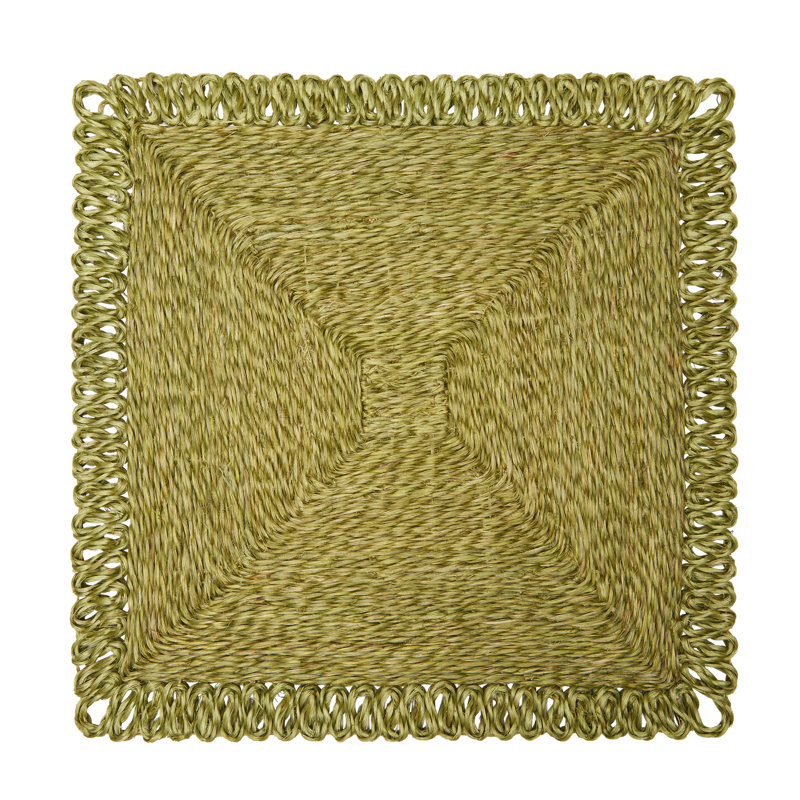 Loopy Square Place Mat, Olive Green