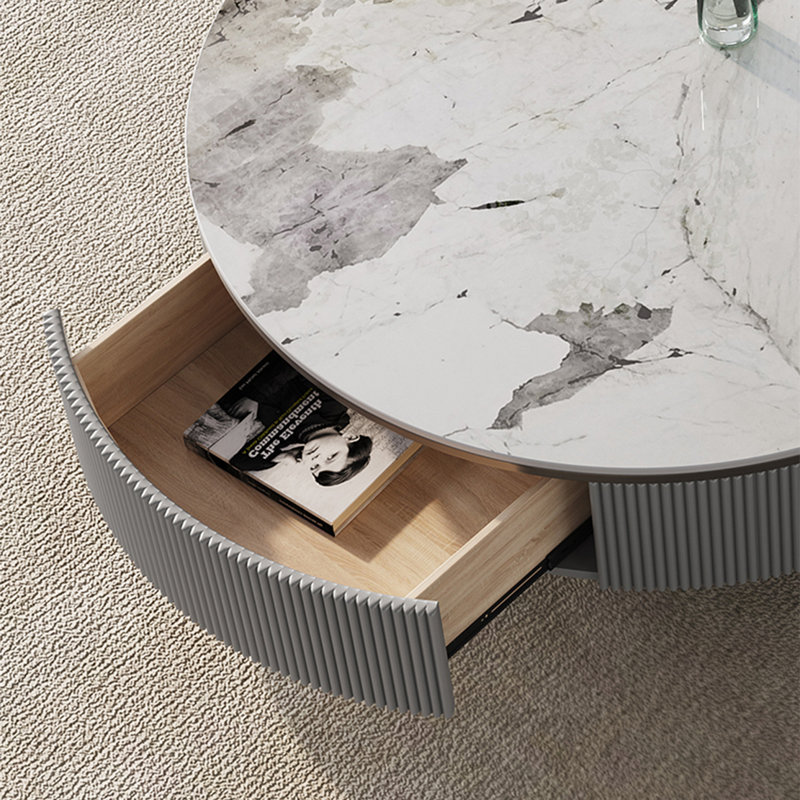 Table ronde légère et luxueuse, Noir / blanc / transparent, H 13,8 po x L 35,4 po x l 35,4 po