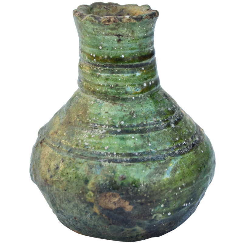 Vase en céramique émaillé vert antique fabriqué à la main