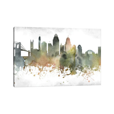 «Cincinnati Skyline» par Walldecoraddict - Toile tendue, estampe numérique sur toile tendue