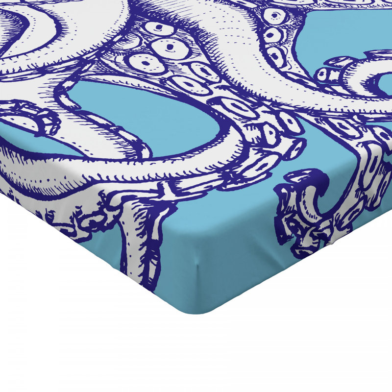 Octopus Microfiber Patterned Fitted Sheet, Full Fitted Sheet