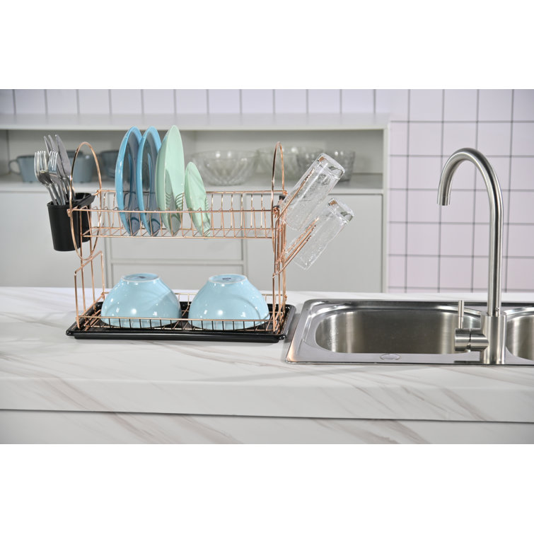 Stainless Steel 2 Tier Dish Rack Best Desu, Inc. Finish/Color: Rose Gold