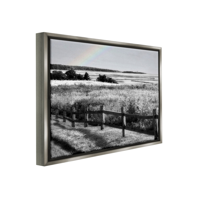 «Rainbow Over Countryside Floater Frame» sur, Cadre flottant gris lustré, H 25 po x l 31 po