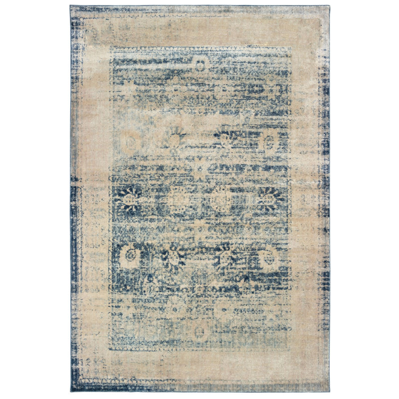 Tapis oriental ivoire / bleu Pateros, Rectangle 9 pi 10 po x 12 pi 10 po