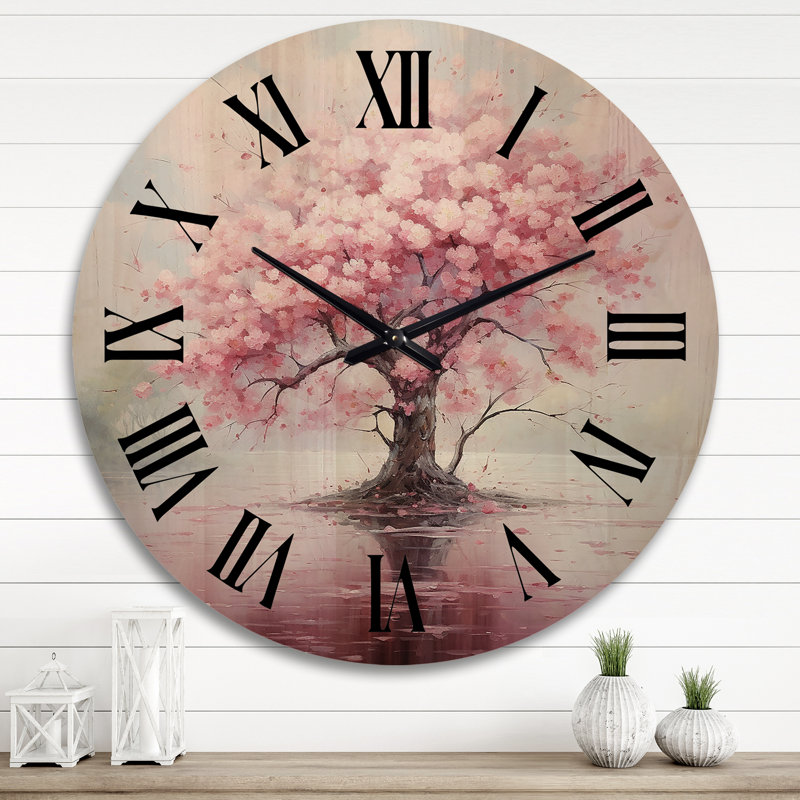 Horloge murale surdimensionnée en bois rose, Très grand