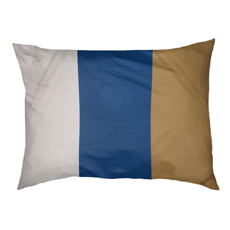 Coussin rectangulaire designer Kansas City, Blanc / bleu royal / doré, Petit (L 18 po x l 28 po)