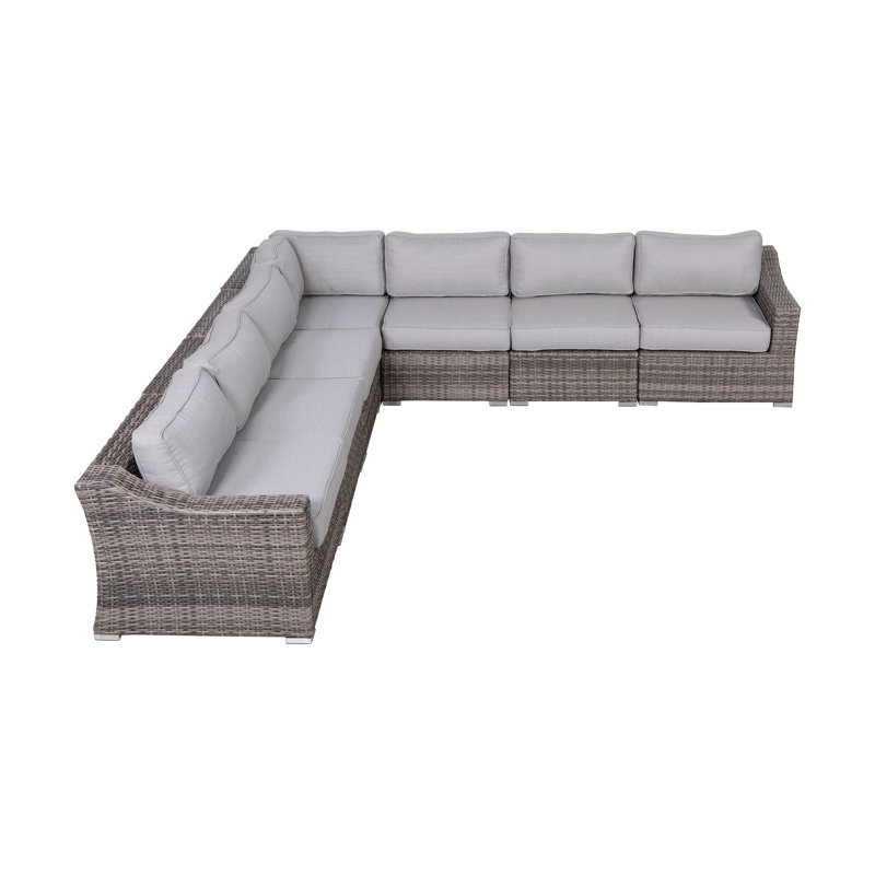 Biles Wicker Fully Assembled 6 - Person Seating Group with Cushions, Mixed Grey
