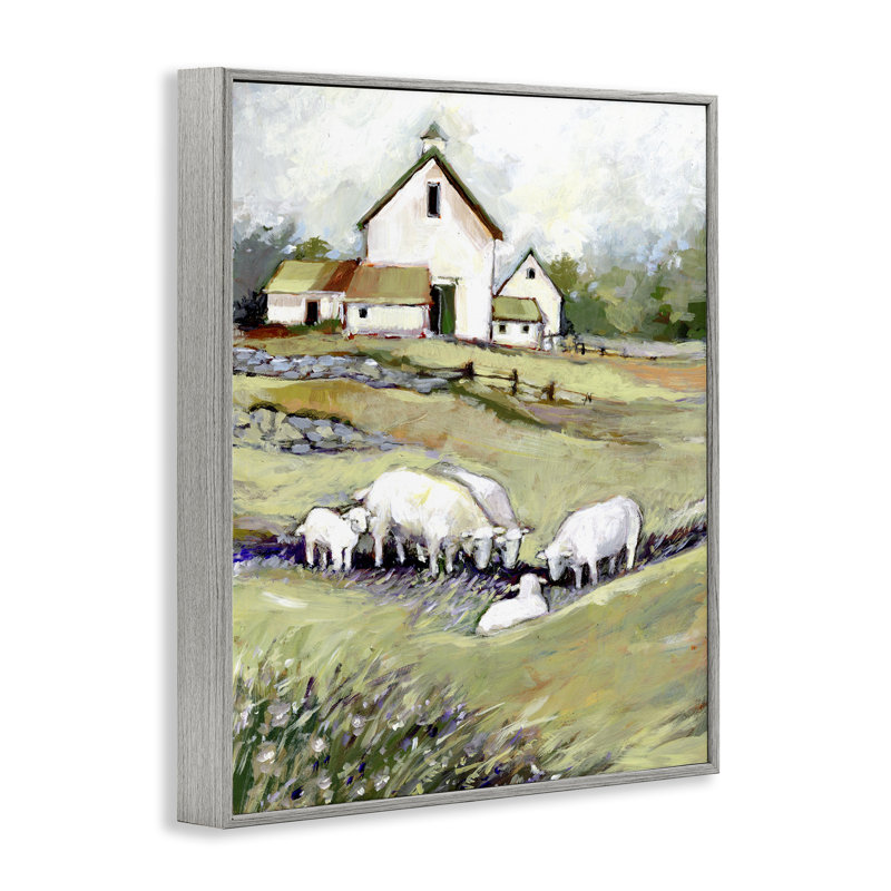 Grange avec moutons en pâture, estampe numérique, design par Susan Winget, Estampe numérique Farmhouse, H 30 po x l 24 po