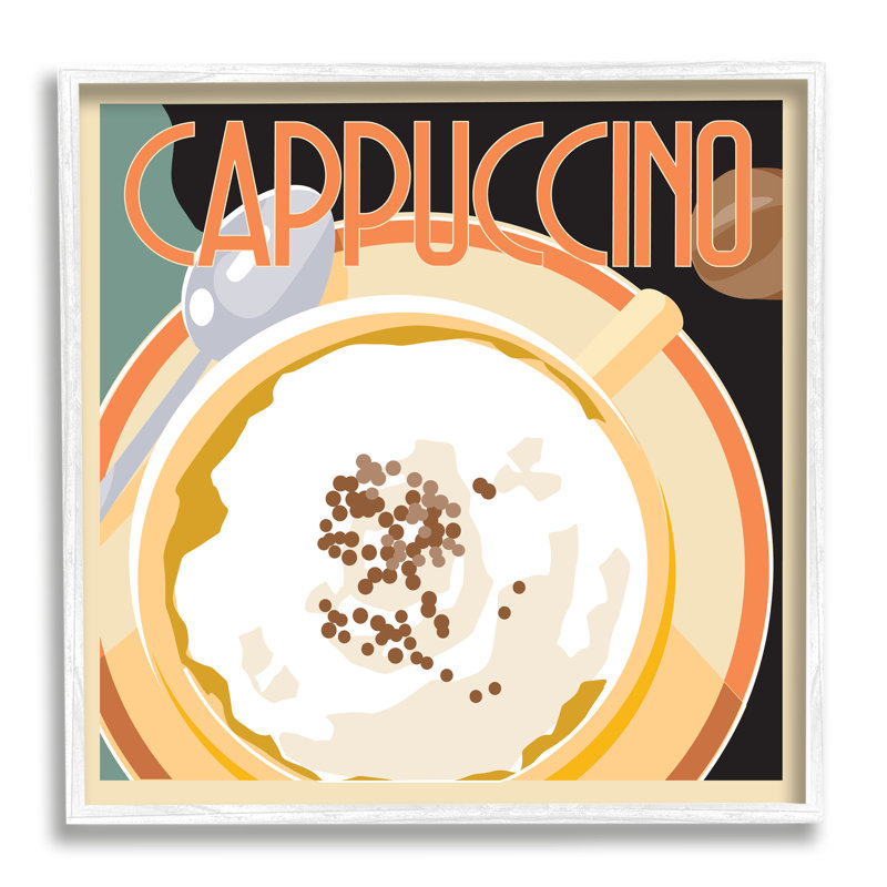 " Vintage Cappuccino Drink " by Richard Weiss, 12" H x 12" W x 1.5" D, Coastal White Framed Giclee